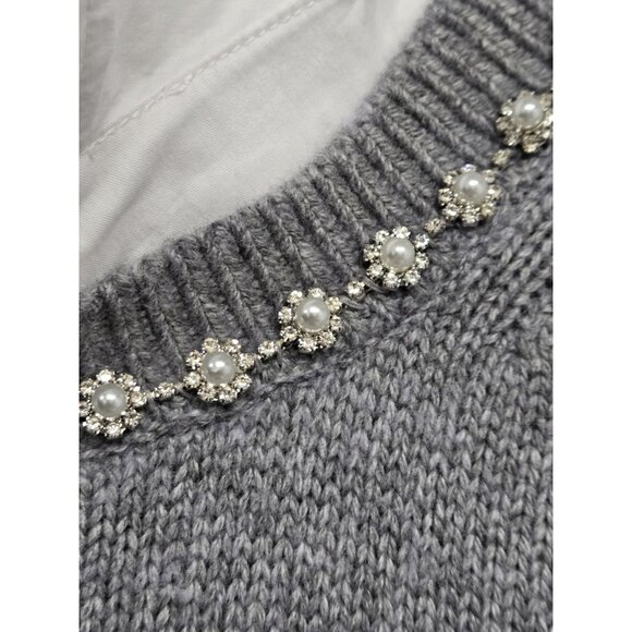 Cinq a Sept Womens Size Small Heather Gray Kiana Necklace  Dress Wool Blend - Picture 7 of 9